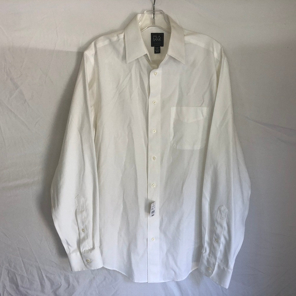 Jos. A. Bank Traveler Dress Shirt White Tailored Fit 15 35 100% Cotton J026733